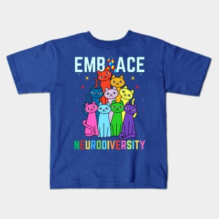 COLORED CATS EMBRACING NEURODIVERSITY Kids T-Shirt